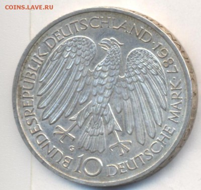 ФРГ 10 марок 1987 г. G  01.06.14 г. 21-00 МСК . - Фрг 10 марок 1987 г. G 30 лет Римскому договору.1