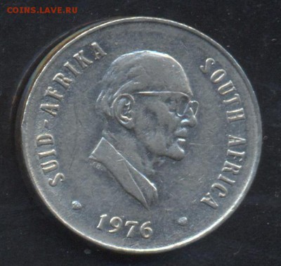 ЮАР 20 центов 1976 г.  До 2.06.14 г. 21-00 МСК . - ЮАР 20 ц.2