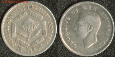 Южная Африка 6 пенсов 1943 до 22:00мск 03.06.14 - Южная АФрика 6 пенсов 1943