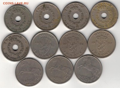 НОРВЕГИЯ КРОНА 1925-71 (11ШТ) ДО 05.06 В 22.00МСК (8933) - 4-нор1к1