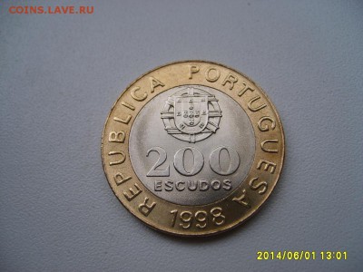 ПОРТУГАЛИЯ,200 эскудо 1998г(Гарсиа де Орта,биметалл)!до 5.06 - S6000223.JPG