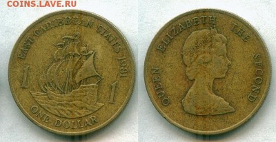 1 доллар Восточно-Карибские шт. 1981 Корабль до 06.06.14 г. - В Карибские Штаты 1 д 1981