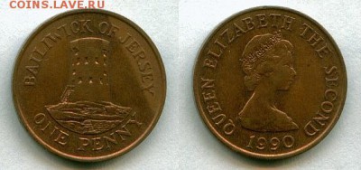 1 пенни Джерси 1990 до 06.06.14 г. - Джерси 1п 1990