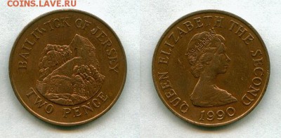 2 пенса Джерси 1990 до 06.06.14 г. - Джерси 2п 1990