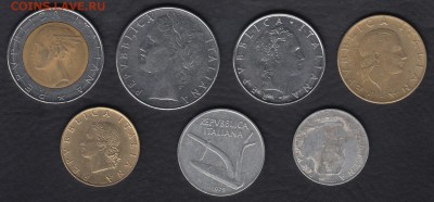 Италия 7 монет до 04.06.2014 22-00 - Италия 1р
