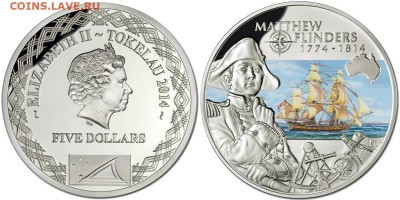 Монеты с Корабликами - 2014 5 долларов Флиндерс