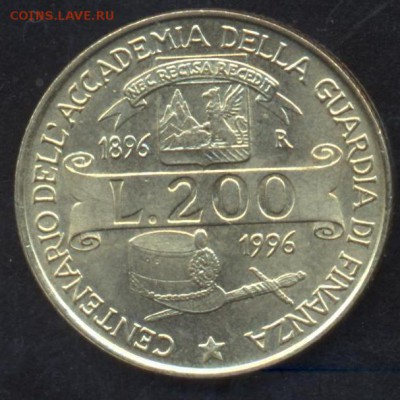 Италия 200 лир 1996 г.До 5.06.14 г. 21-00 МСК . - Италия 200 л.1