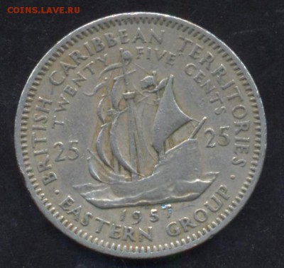 Брит. Карибы 25 центов 1957 г.До 5.06.14  г. 21-00 МСК . - Карибы 25 ц.1