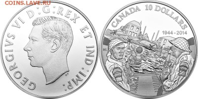 Монеты с Корабликами - 2014 10 долларов День D, высадка десанта