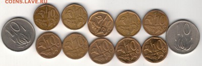 Ю.Африка 10 центов 1965-2008 Флора (12шт) 09.06-22ч (8935) - ю10ц1