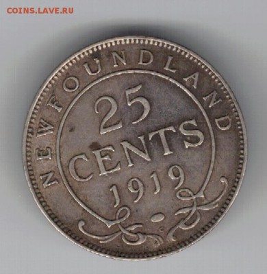 Ag Канада (Ньюфаундленд) 25 центов 1919 до 09.06-22ч (9034) - 5-кан19а