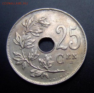 2 - Бельгия 25 сантимов (1928) голл.яз. Р