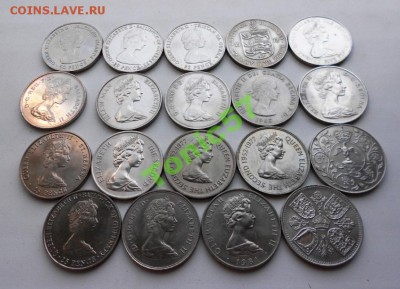 25 50 пенсов крона Шайба Мэн Гибралтар Гернси 19шт. - 4280019001_1
