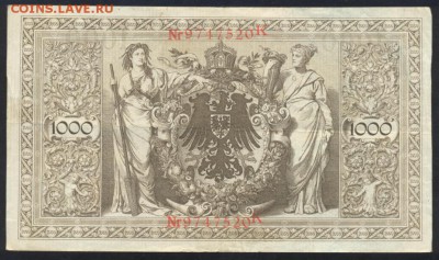 Германия 1000 марок 1910 г. До 07.06.14 г. 21-00 МСК . - 1000 м. 1910 1