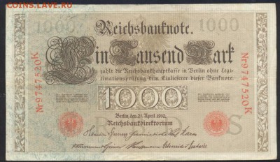 Германия 1000 марок 1910 г. До 07.06.14 г. 21-00 МСК . - 1000 м. 1910