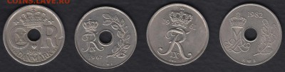 Дания 25 эре 4 монеты до 07.06.2014 22-00 - Дания 25 эре 4 монеты р