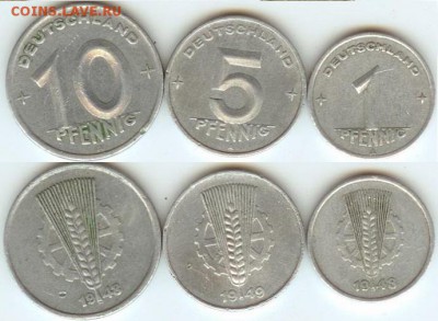 ГДР-подборка пфеннигов 1948-49г. до 21.00 мск 12.06.2014 - ГДР- подборка пфеннингов 1948-49г.г.