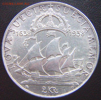Швеция_памятные 2 кроны 1938. Серебро; до 06.06_22.20мск - 7897