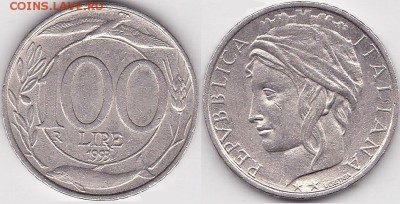 Продаю монеты: Иностранные, СССР, России, Браки, Разновиды - 100 лир 1993 г.