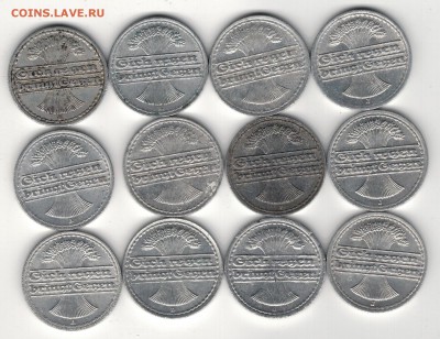 ГЕРМАНИЯ 50 ПФЕННИГОВ 1919-22 (12ШТ) ДО 12.06-22Ч (8938) - 4-г50пф