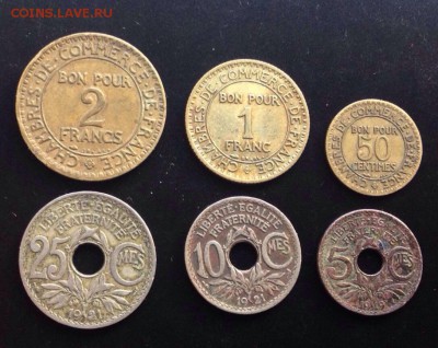 Франция 6 монет 1919-1925 до 11.06.14-23:00 - image