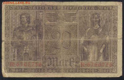 Германия 20 марок 1918 г.До 11.06.14 г. 21-00 МСК . - 20 м 1918 1