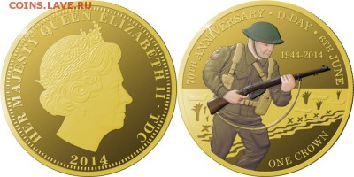 Монеты с Корабликами - 2014 1 крона День-D, высадка десанта цв