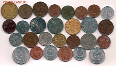 Немецкие монеты 28 шт. с 1916 по 1991 парочка со свастикой - 2