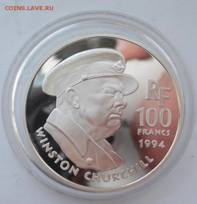 100 франков 1994 Франция Черчиль,серебро , пруф оценка - DSCF1423