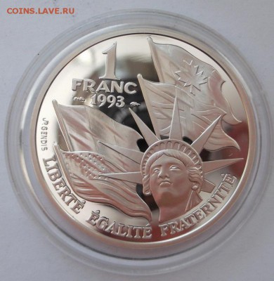 1 франк 1993 Франция,серебро пруф, Высадка Союзников оценка - DSCF1424