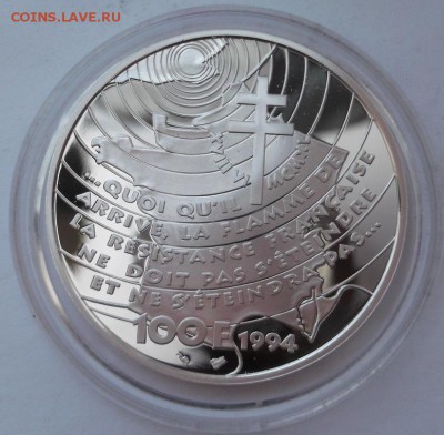 100 франков 1994  пруф серебро,оценка 1 OZ - DSCF1429