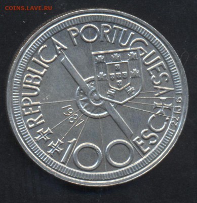 Португалия 100 эскудо 1987 г. 14.06.14 г. 21-00 МСК . - Португалия 100 э. 1987 1
