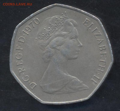 Великобритания 50 пенсов 1970 г.До 14.06.14 г. 21-00 МСК . - Британия 50 п.1970