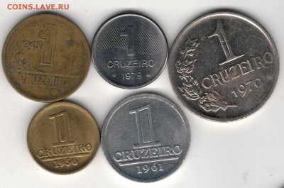 Бразилия крузейро 1945-79 (5шт) до 16.06 в 22.00мск (8939) - 4-б1к1