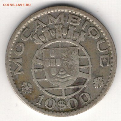 Ag Мозамбик 10 эскудо 1952 до 16.06 в 22.00мск (8995) - 5-моз1