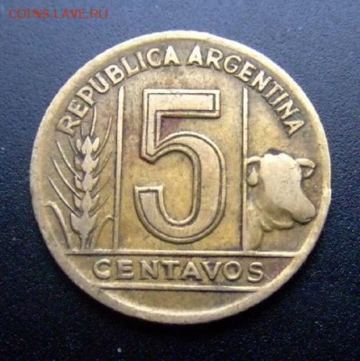 АРГЕНТИНА 5 сентаво (1944) до 14.06 (22.00) - Аргентина 5 сентаво (1944) Р