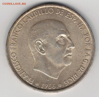 Ag ИСПАНИЯ 100 ПЕСЕТ 1966 (68) ДО 19.06.14 В 22.00МСК (8994) - 5-и