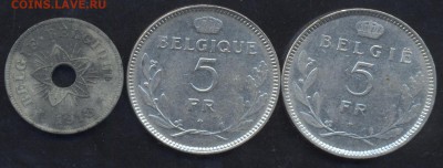 Бельгия 50 сантимов 1918 г., 5 франков 1936 г. - Бельгия 1