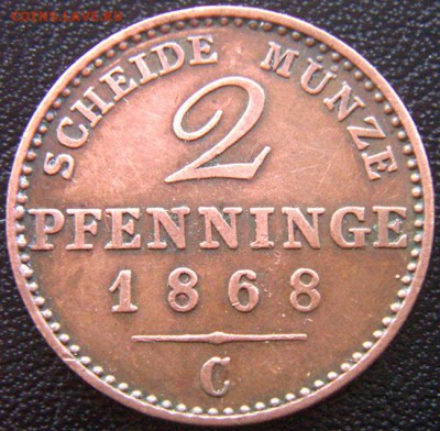 Германия. Пруссия_2 пфеннига 1868(С); до 14.06_22.36мск - 8014