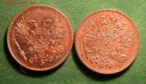 50 пенни Рус. Фин. 1917 г  2шт (с кор. и без) до 25.03.10 - 50 пенни 1917 г 2шт (Н2 и ВП)  аверс подсвеч