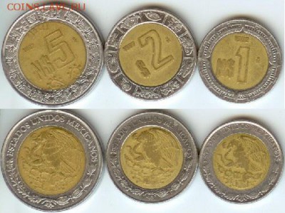 Мексика и Кука острова предпродажная - Мексика 1,2 и 5 песо