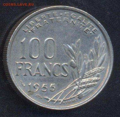 Франция 100 франков 1955 г. В  До 19.06.14 г. 21-00 МСК . - Франция 100 ф1
