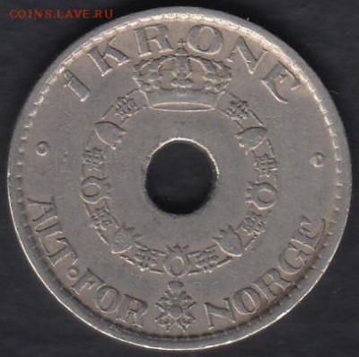 Норвегия 1 крона 1949 до 19.06.2014 22-00 - Норвегия 1 крона 1949 р