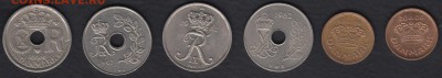 Дания 25 эре 1924-2006 6 монет до 19.06.2014 22-00 - Дания 25 эре 6 монет р