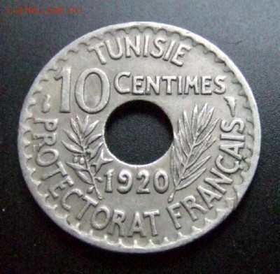 ФРАНЦ. ТУНИС 10 сантимов (1920) до 23.06 (22.00) - Франц. Тунис 10 сантимов (1920) №2 Р