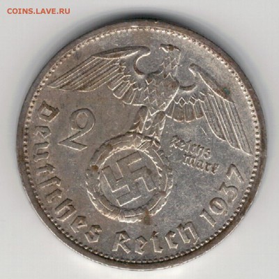 Ag ГЕРМАНИЯ 2 РЕЙХСМАРКИ 1937F ДО 26.06.14 В 22.00МСК (9133) - 5-г37f1