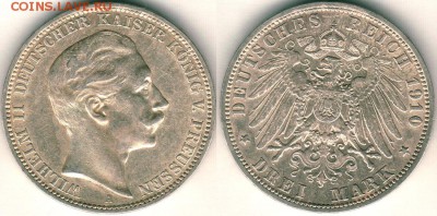 Пруссия, 3 марки 1910 - до 22-00мск 23.06 - Ger-3m-1910