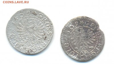 Ag. польша. два разных коронных гроша. 1609. до 25.06 22:00 - 2