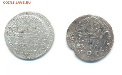 Ag. польша. два разных коронных гроша. 1609. до 25.06 22:00 - 2