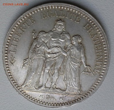 5 франков 1873 года, серебро. - 1403417017076